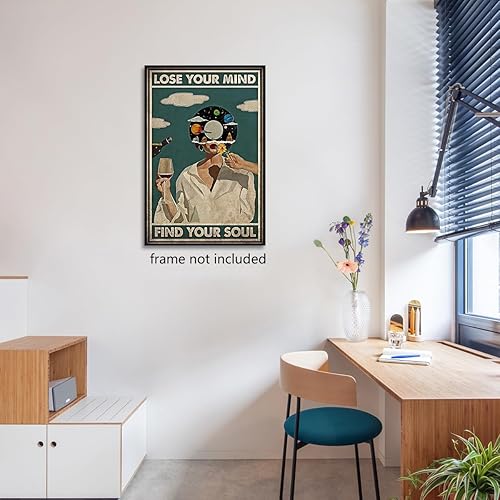 Miniatura 6 de Póster Funky Lose Your Mind Find Your Soul - Lienzo decorativo para pared con cita inspiradora de salud mental, impresión retro, música estética