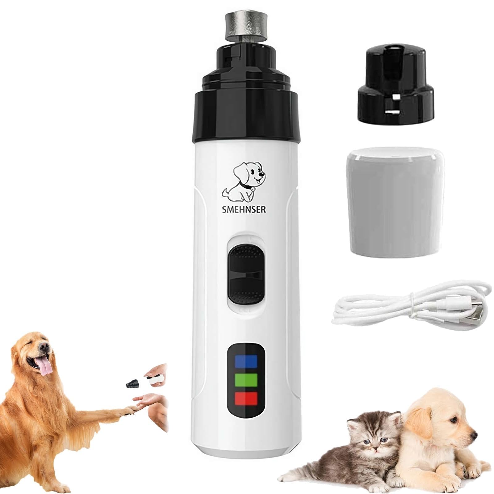 Silent Groom Pro Dog Nail Grinders, Cordless Dog Nail Clippers, USB Rechargeable Cat Nail Trimmer Grooming Smoothing Tool, Diamond Bit Electric Nail File for Dogs, Cat — image 1