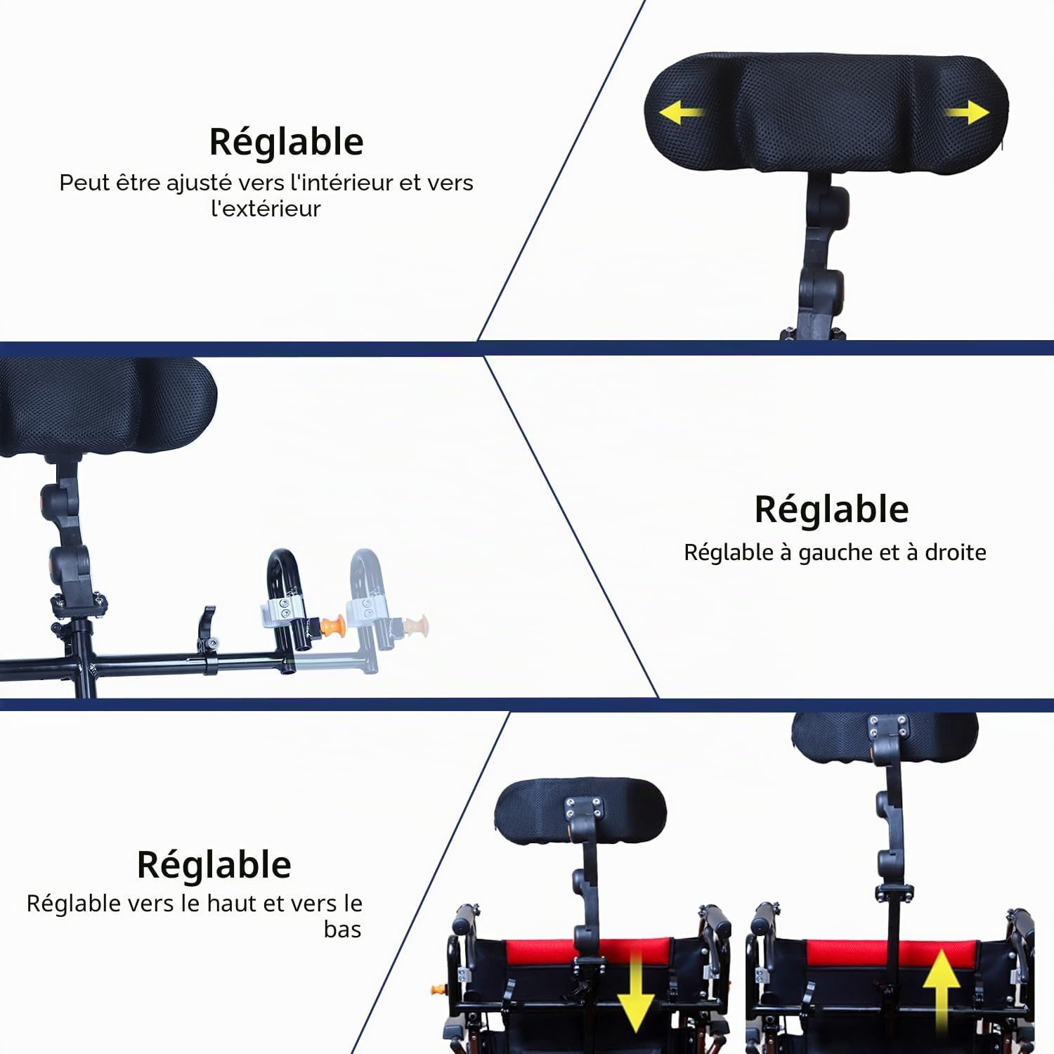 Appuie-tête réglable pour fauteuil roulant, Appuie-tête et dossier ergonomiques, Appuie-tête et dossier réglables pour fauteuils roulants électriques, personnes âgées, adultes