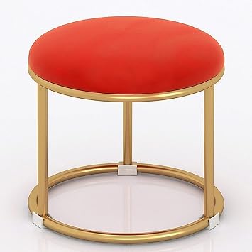 Household Low Stools, Modern Simple Sofa Stools, Comfortable, Practical and Economical Small Round Stools for Living Rooms and Bedrooms. Color Red