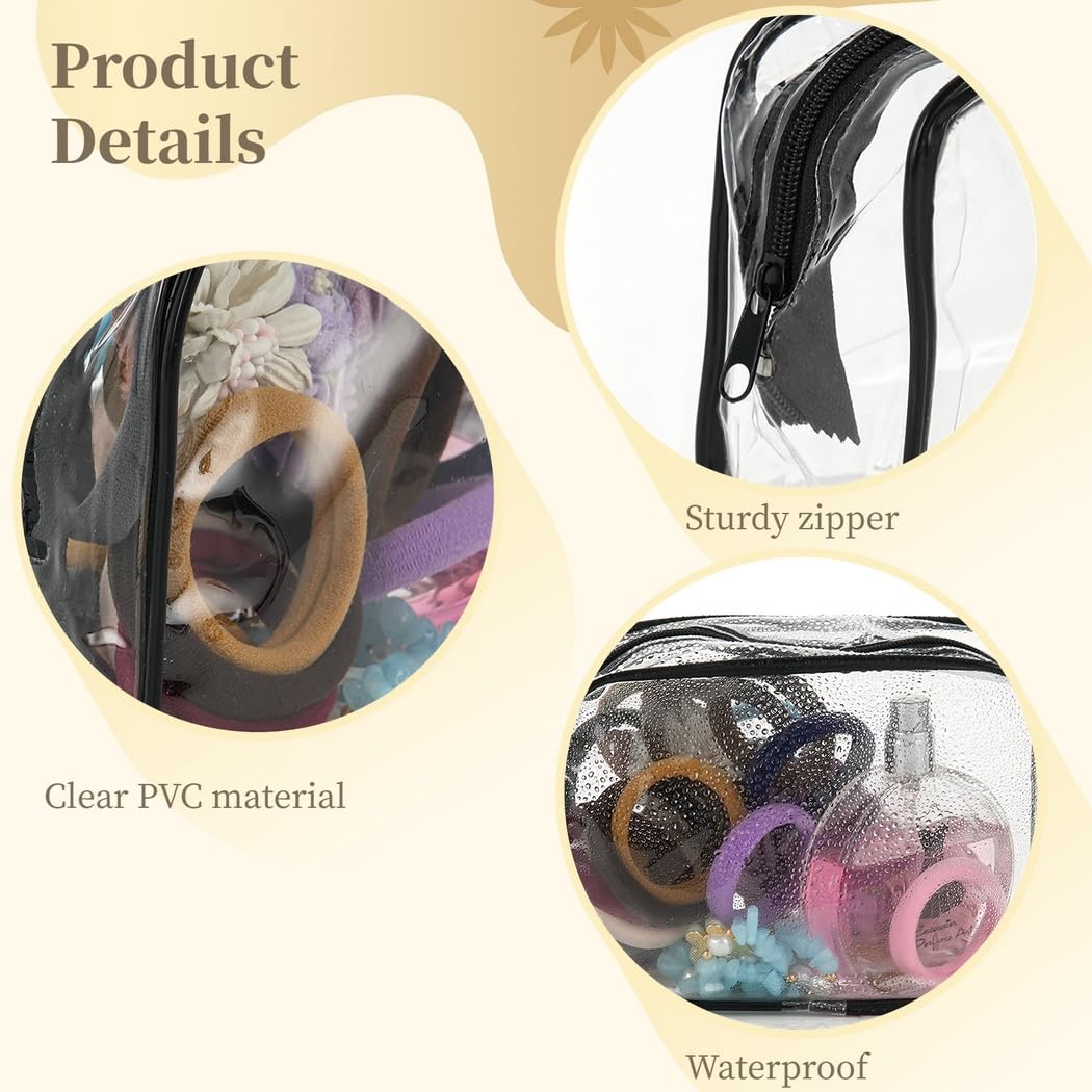 36 sacchetti trasparenti per trucco, da viaggio, con cerniera, in plastica PVC impermeabile, organizer portatile per vacanze, viaggi, bagno