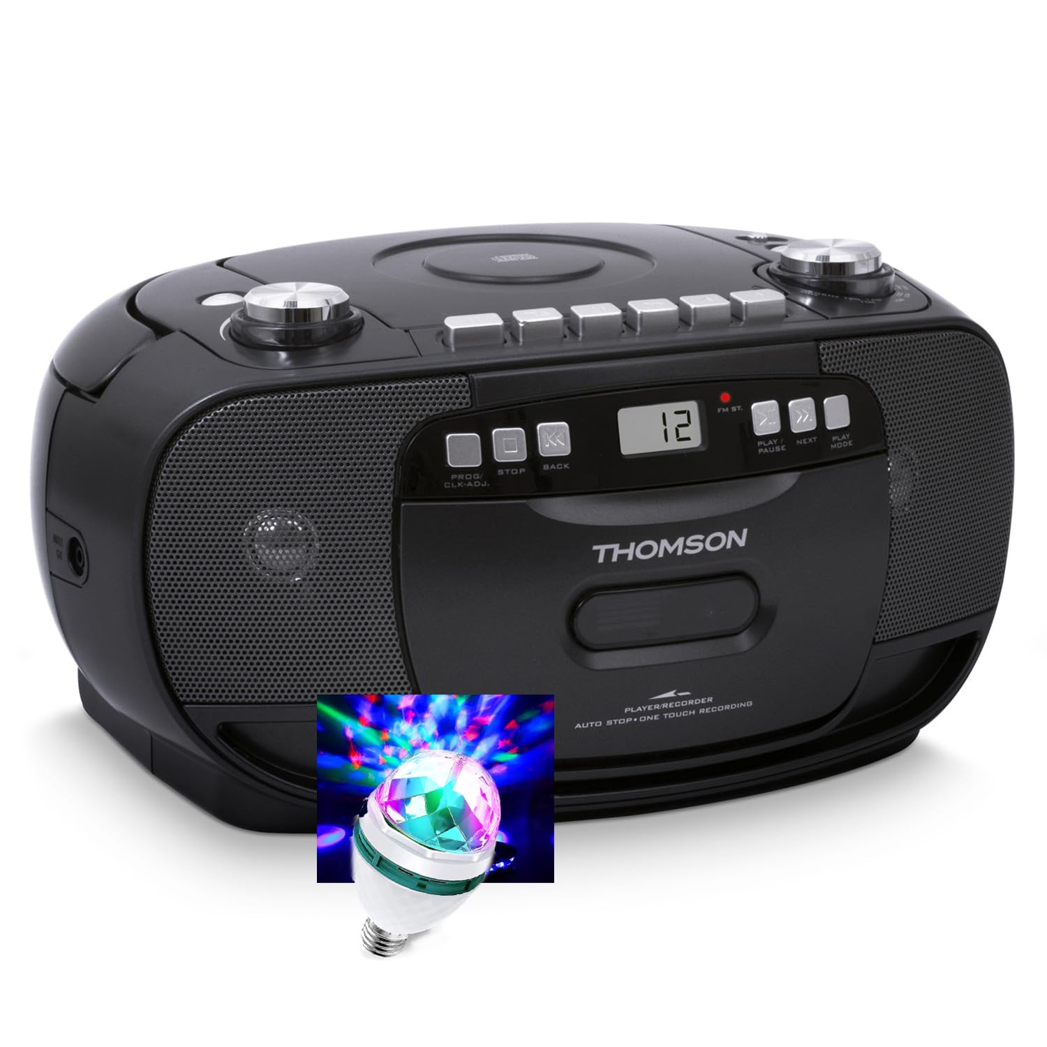 Lecteur Radio/K7/CD Portable Thomson RK200CD, Tuner analogique FM, Enregistreur, AUX Fun 3,5mm, 220V ou Piles, DIAMS LED