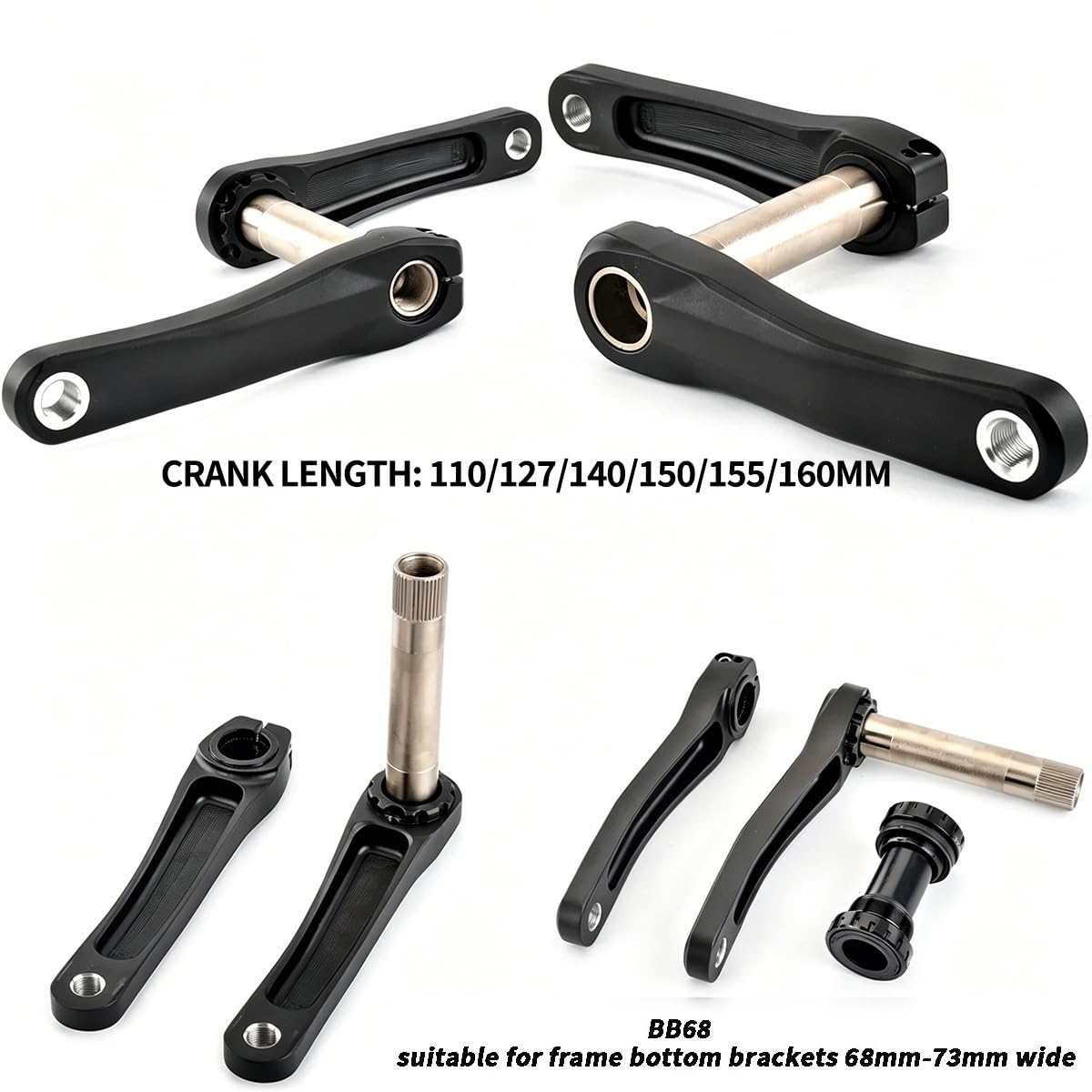 Guarnitura pieghevole in lega di alluminio per mountain bike integrata, set di pedivelle per mountain bike, montaggio diretto, adatto per 7-12 velocità con BB68