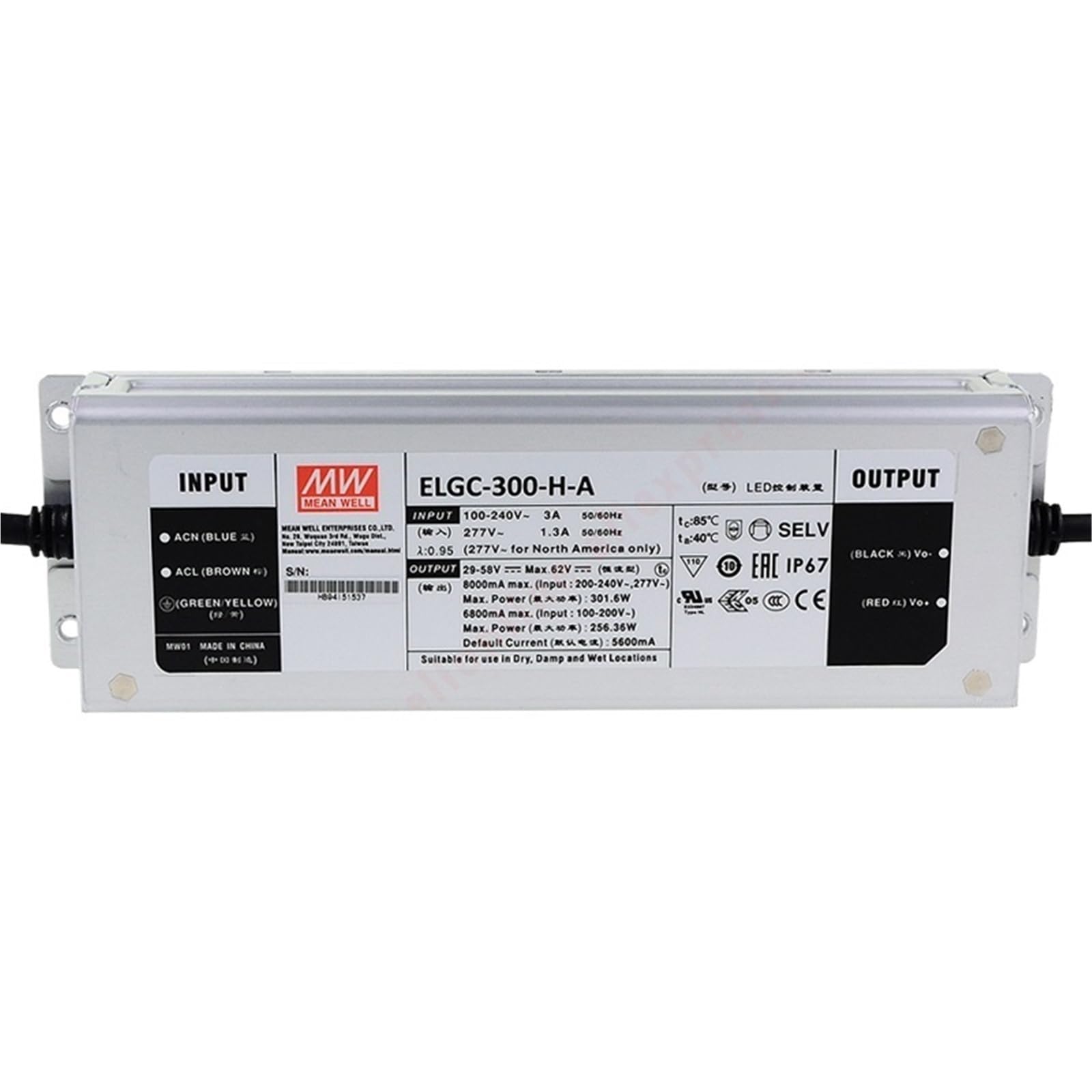 Fcarumiqp Elgc-300-M Outdoor Ip67 Waterproof Led Power 2800Ma 300W Constant Mode Dimming Led Driver