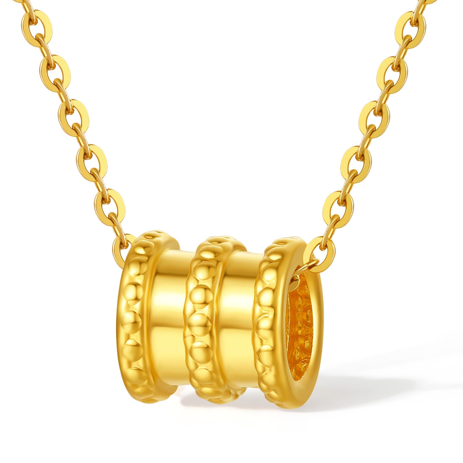 24K Solid Gold Pendants Cylindrical Charm Pendant Only Real Gold Dainty Jewelry for Women Daughter Anniversary Birthday Gifts (Not Include Necklace) A0414677