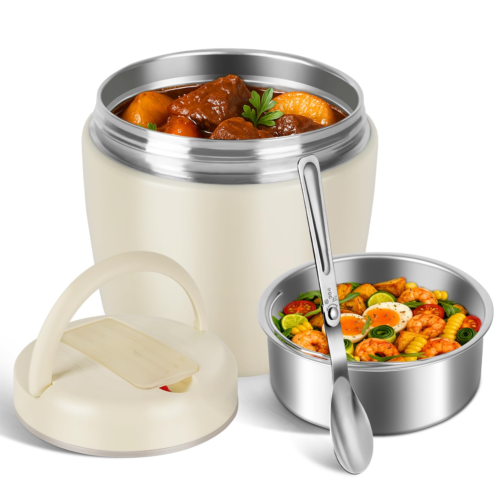 Torven Thermobehälter für Essen 1.2L, Warmhaltebehälter aus Edelstahl mit Löffel, Thermoschüssel mit Deckel, Thermobecher Essen Auslaufsicher, Thermo Lunchbox to go für Speisen, Suppen, Babybrei