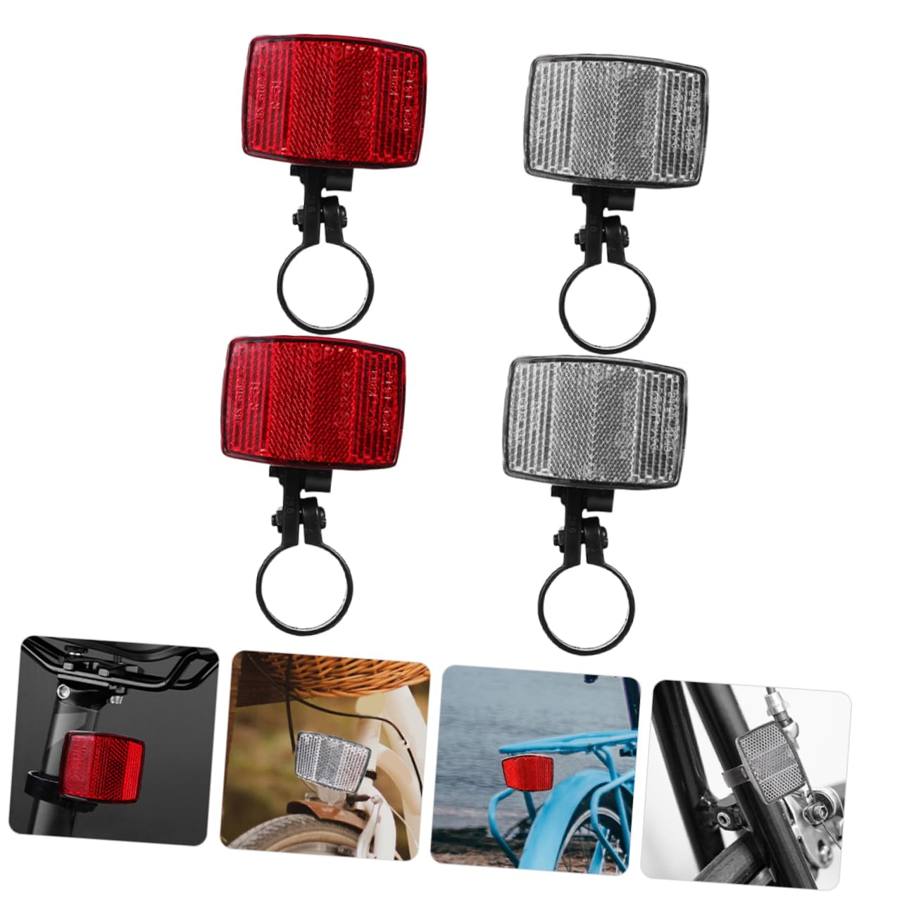 BESPORTBLE 4Pcs Bicycle Tail Reflectors High Reflective Warning Reflector for Enhanced Night Safety Easy to Install Reflective Supplies for Road and Mountain Cycling