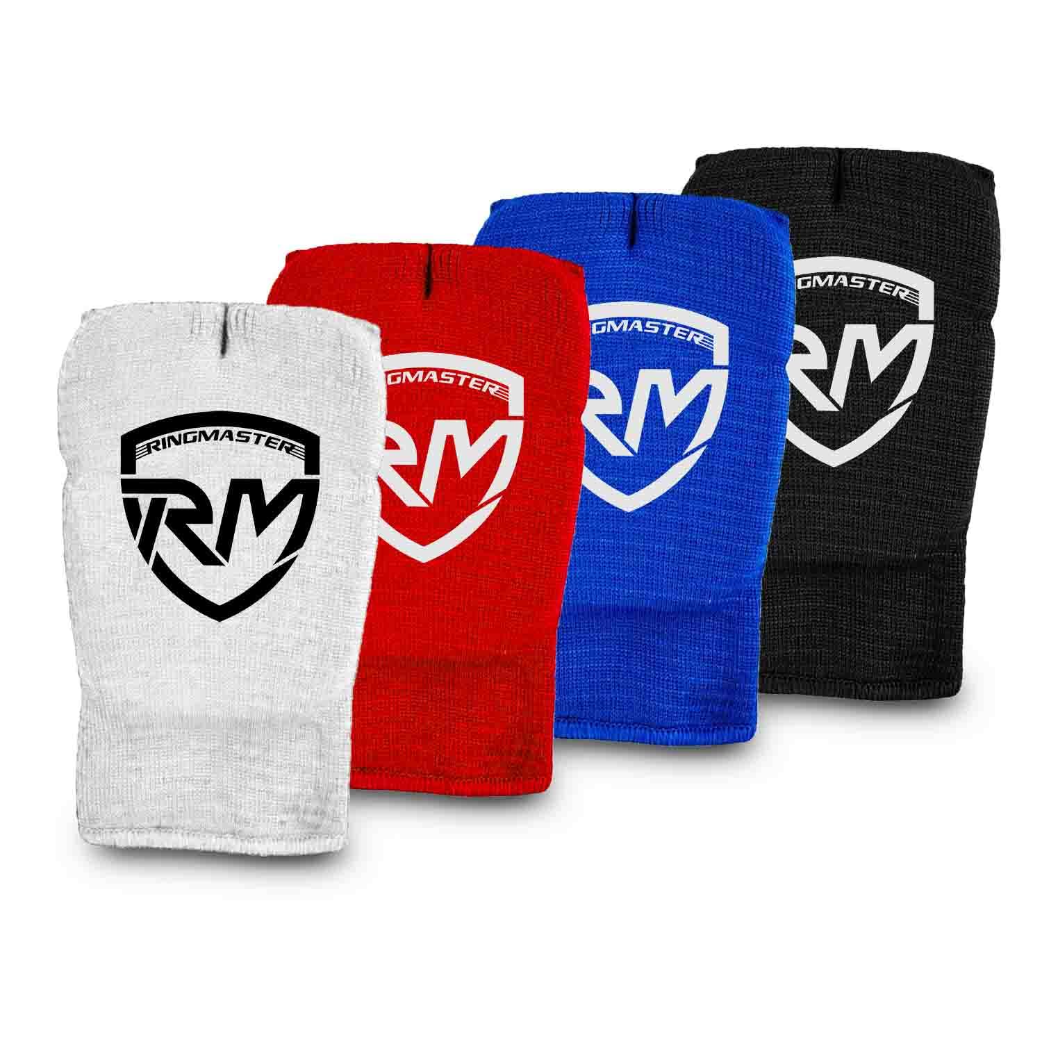RingMaster Sports Kids Elastic Hand Pads Slip on Mitts Martial Arts Karate (White, Extra Small)