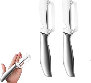 2-in-1 Multifunctional Vegetable Peeler with Bottle Opener,Sharp Stainless Steel Blade & Wooden Handle Fruit Cutter for Potato, Pumpkin,Camping & Kitchen Tool (Steel)