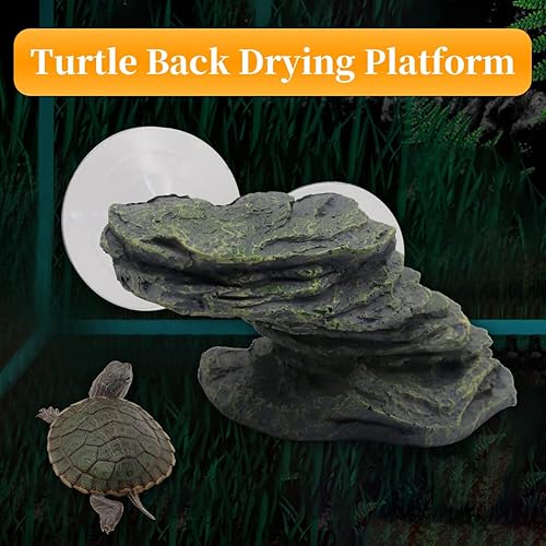 Miniatura 7 de Plataforma de tortuga con ventosas fuertes, plataforma de escalada para acuario, tortuga, reptil, escalón de resina de esquisto escalón de piedra