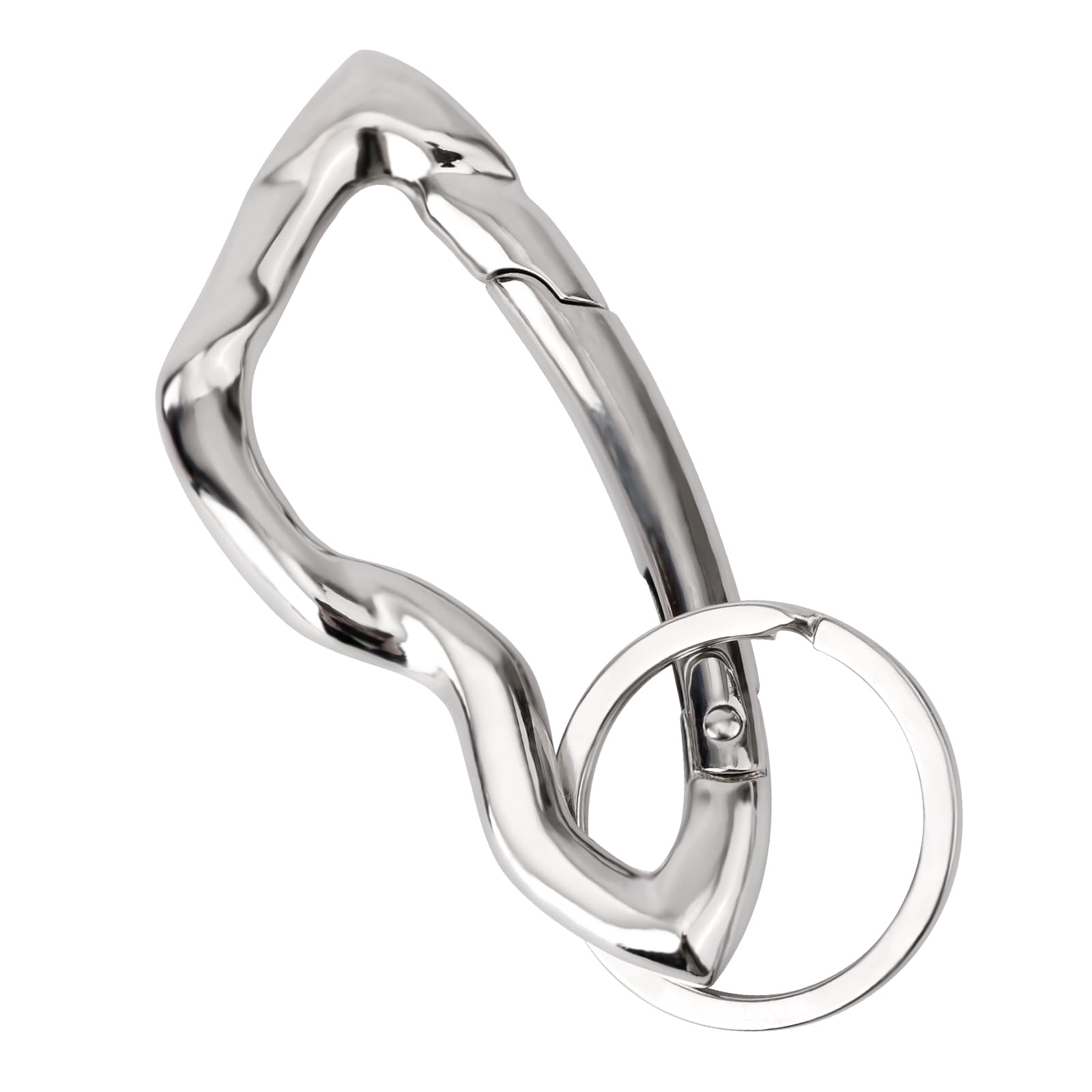 lasuroa Silver Cool Carabiner Clip, Zinc Alloy Unique Irregular Shaped Carabiner Keychain Y2K Star Keyring Accessories for Men Women Key Backpack Purse Decorations