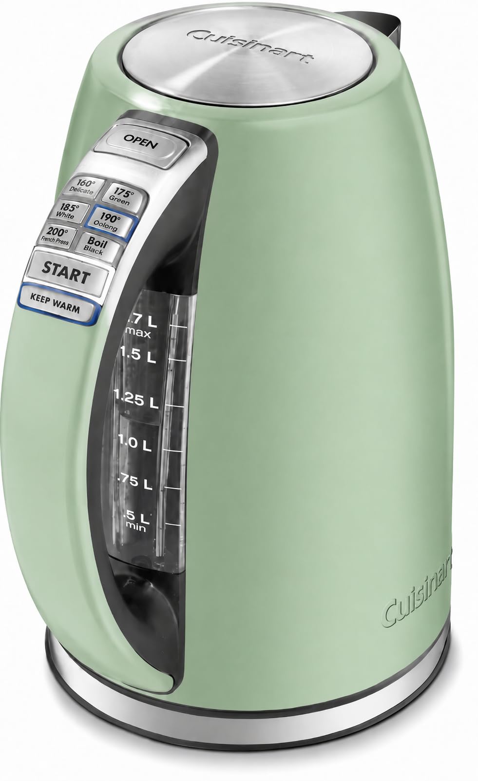 Cuisinart PerfecTemp 1.7-Liter Electric Kettle, Cordless Electric Tea Kettle, 1500W for Fast Heat-Up, 6 Preset Temperatures, 30-Minute Keep Warm, Stay Cool Nonslip Handle, Pistachio Stainless: Home & Kitchen