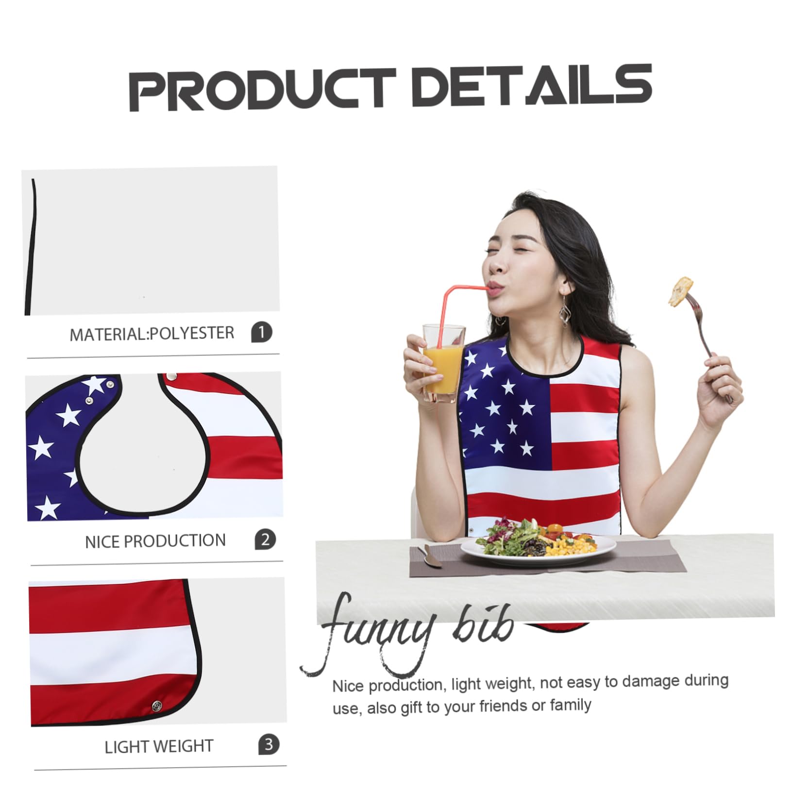 Mobestech 3stücke Erwachsenen Lätzchen Mit Verstellbarem Verschluss Wasserdichter Kleiderschutz Für Senioren Im American Flag Design Für Schutz Beim Trinken