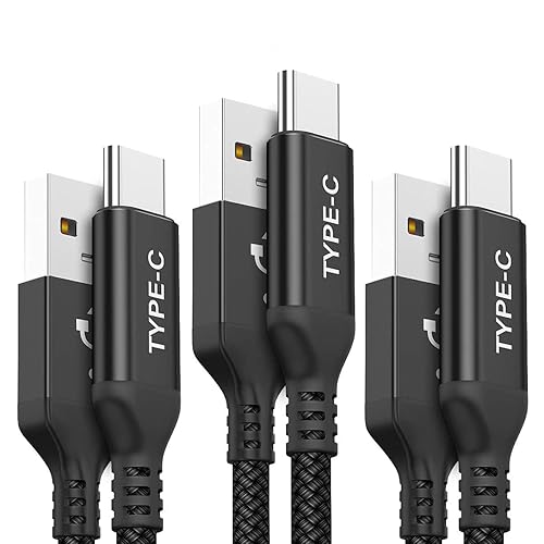 AkoaDa Cable USB tipo C, paquete de 3 (10 pies + 6.6 pies + 3.3 pies) USB A a USB-C cargador rápido de nailon trenzado compatible con Samsung Galaxy