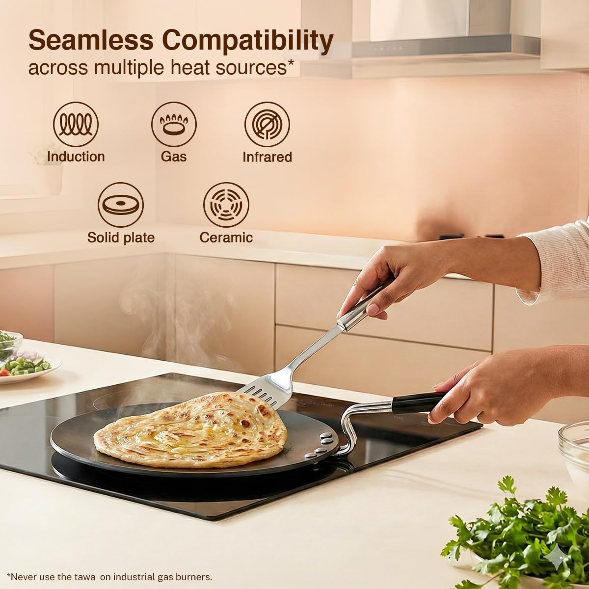 Prestige Hard Anodised Chapati Tawa 24.5 cm | Extra Thick Base (4.88 mm) | Gas & Induction Compatible | Metal Spoon Friendly | Stay Cool Handle | Wide Base | 2Y Warranty | ISI 2