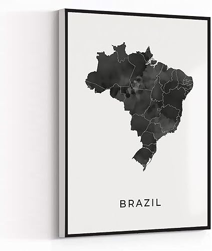 Arte de pared para niños, decoración de cocina de vino, decoraciones de fiesta temática de casino, póster de arte de mapa de Brasil, impresión de