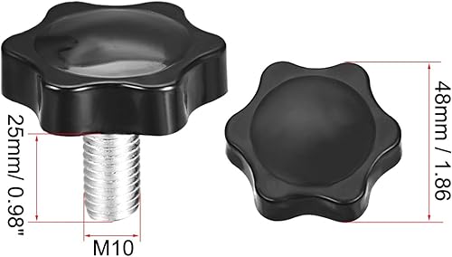 Miniatura 39 de uxcell Pomo de tornillo de sujeción, 1.890 in de diámetro con forma hexagonal de ciruela, perilla de estrella M10 x 1.969 in, rosca macho, 2
