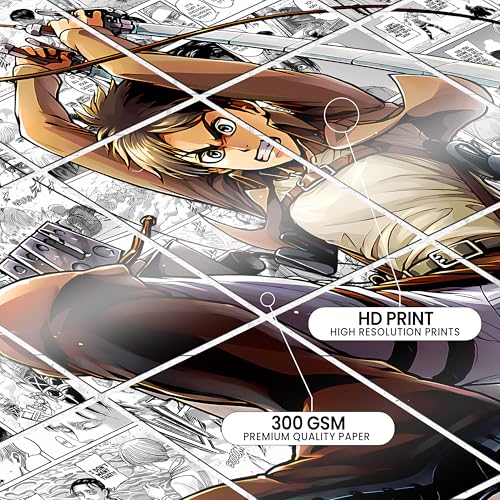 Image of MODERN GALLERY MART Pack of 20 Attack on Titan Eren Yeager Manga Poster | A4 Size Anime Wall Art (8.3 x 11.7 inch) | Manga Posters with Glue Dots | Anime Poster for Bedroom, Living Room, Office
