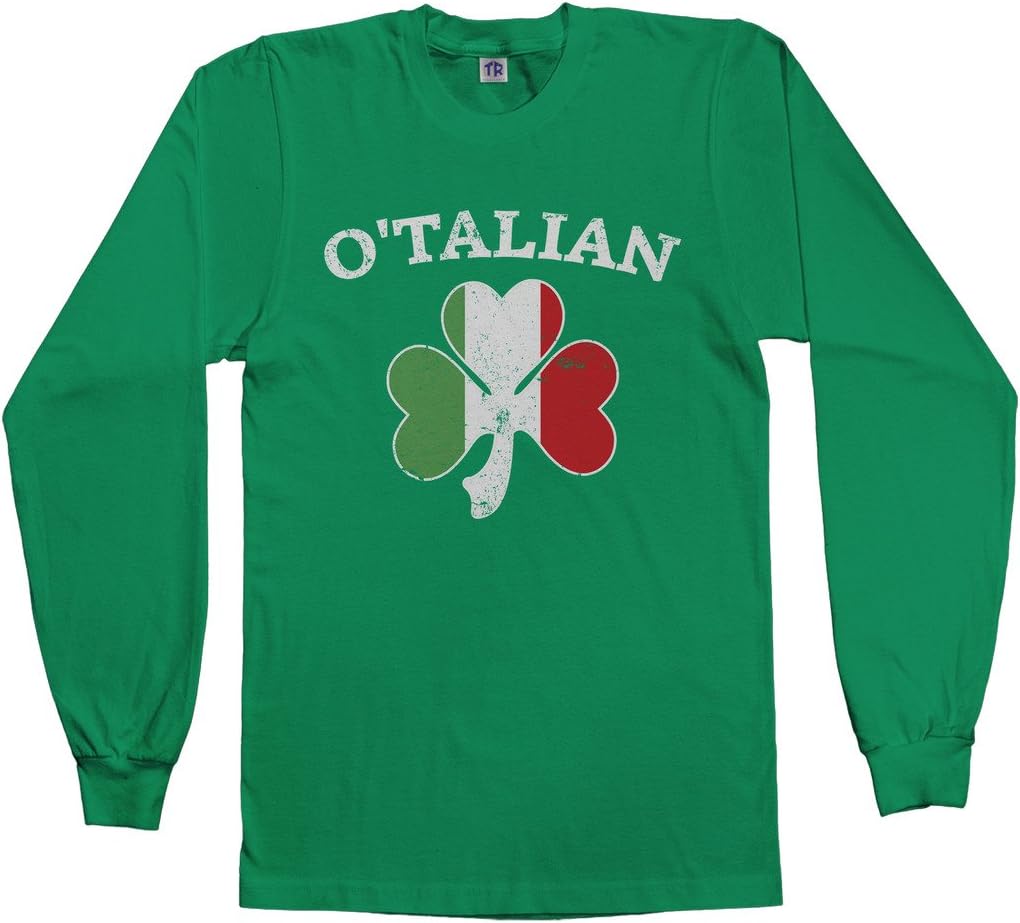 Threadrock Men's O'Talian Italian Irish Shamrock Long Sleeve T-Shirt