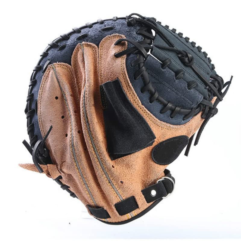 Guante de béisbol Deportes al Aire Libre Brown Black Cuero Béisbol Catcher Guante Softbol Práctica Equipo Tamaño 12.5 Mano Izquierda for Entrenamiento Adulto