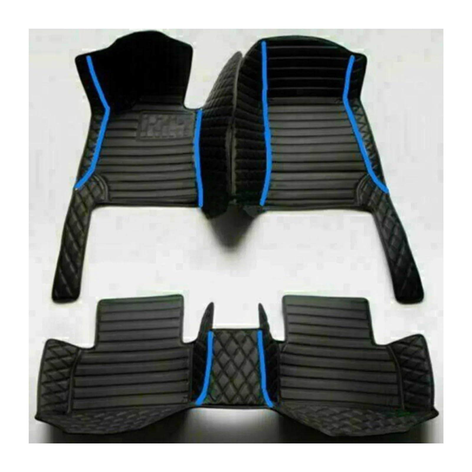 Auto Fussmatten Für Mitsubishi Für Lancer 2006 2007 2008 rutschfeste Wetterfeste wasserdichte Luxus-Leder-Bodenmatten 3D-Volldeckung Auto-Fußmatten Fußmatten Automatten(Style 4 Black Blue)
