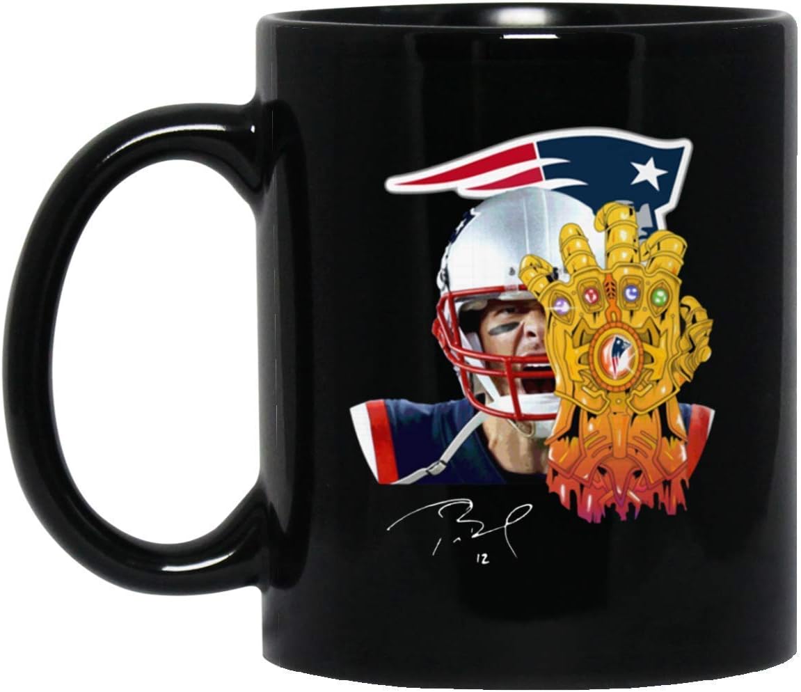 Football Team Patriots Tom Brady Thanos Infinity Gaunlet Coffee Mug - 11Oz Black Gift for Friend Husband Wife Boyfriend Girlfriend Brother Sister in Graduation Day Christmas Birthday Thanksgiving