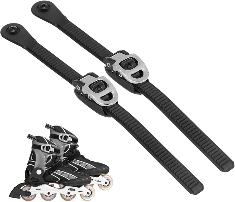 2Pcs Roller Skate Buckle Straps: 10”Long,0.9”Head,0.6”Mid Heavy-Duty Adjustable Replacement Buckles for Inline Skates and Ski Boots, PP Easy Fit for Recreational Skaters Indoor/Outdoor Rinks Parks