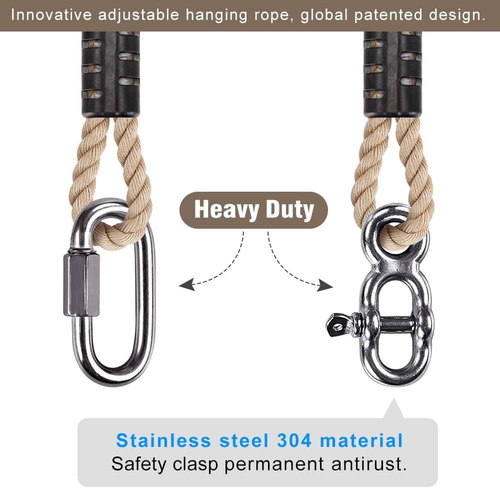 SELEWARE Tree Swing Rope Hammock Tree Straps hanging Kit, Adjustable Rope Fast & Easy to Hang Hammock Chair Swing for Indoor Outdoor Tree Branch Camping Playground Accessories (Beige, 60 Inch, 1 Pack) : Patio, Lawn & Garden