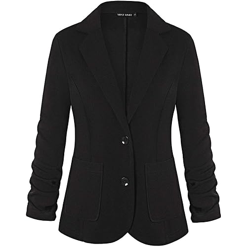 Unifizz Womens Casual Work Office Blazer Pockets Buttons Suit Jacket 3/4 Sleeve