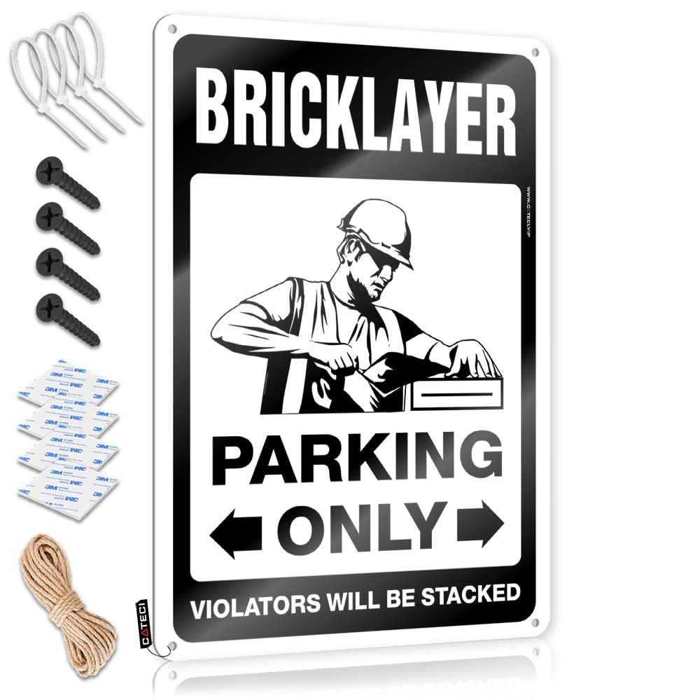 KRAZMURONGD Funny Vintage Signs Bricklayer Parking Only Tin Sign Drinking Signs Funny Outdoor Signs And Decor(30X40CM)