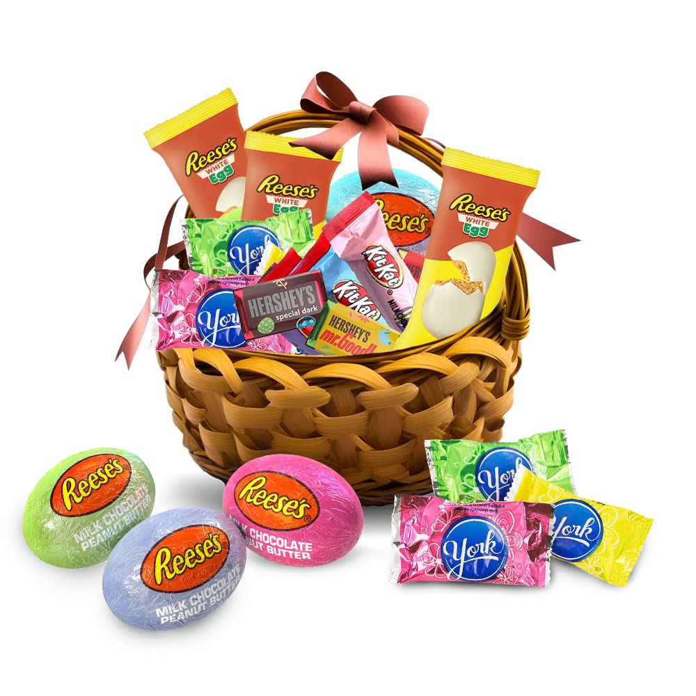 Easter Chocolate Candy Mix, Bulk 5 Lbs Assortment of Individually Wrapped Pastel Colored Candy for Egg Hunts, Basket Fillers, Hershey's Miniatures, Peanut Butter Eggs, Assorted Wafers and York Eggs