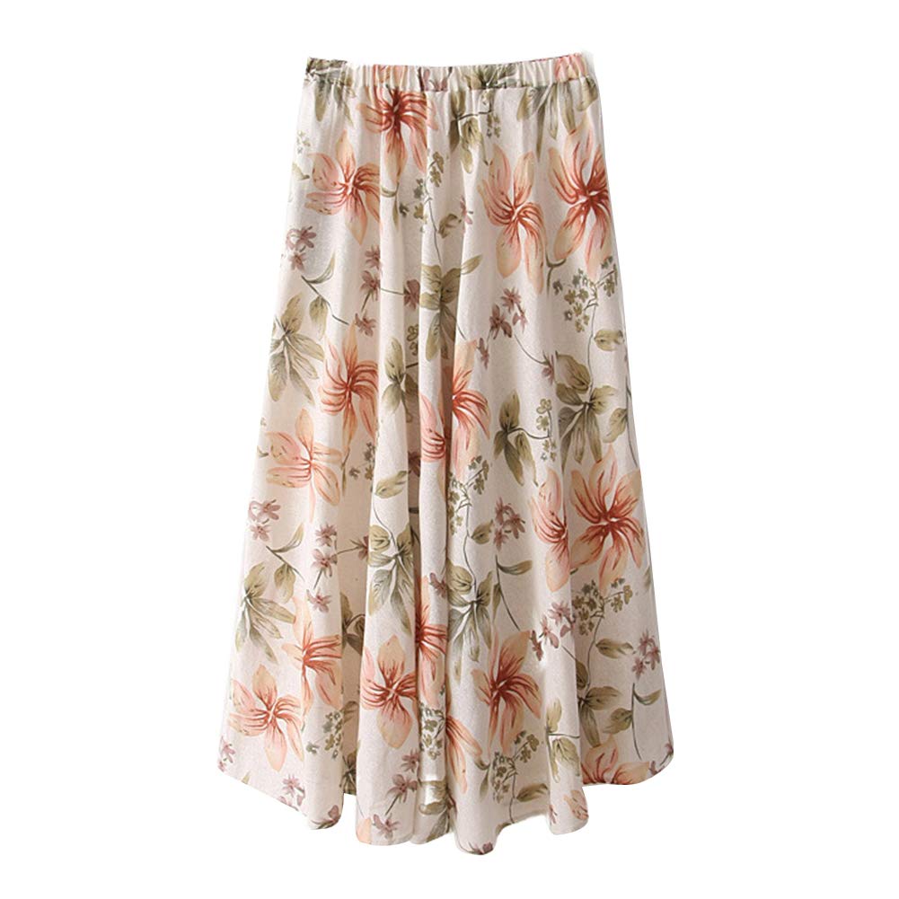 EMOTTOS Gonna Lunghe Estive Donna, Abito Boho Stampato Lungo Motivo, Floreale Casual Vita Alta Elasticizzato Gonne Swing Ballo Casual Estate Vacanza Vestito, Blu S