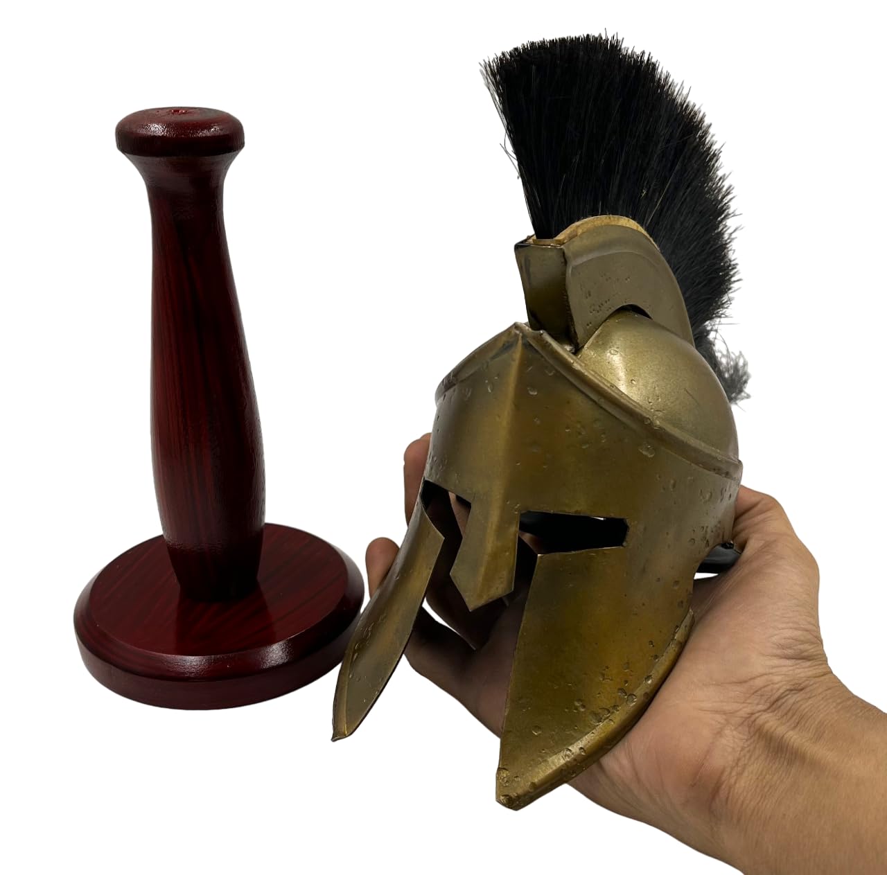 Metal Mini 300 Movie Spartan Helmet with Wood Stand Table Desk Decorative-image-26