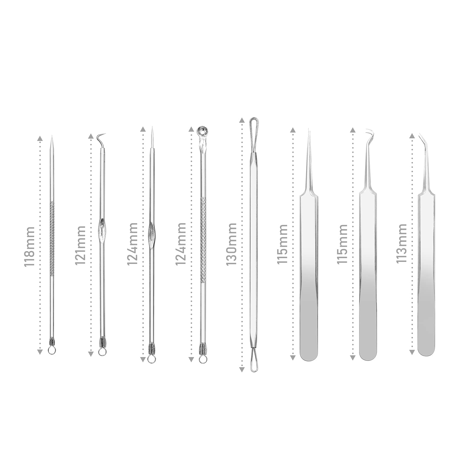 Pickel Popper Tool Kit Blackhead Remover Tools Blackhead Extractior Akne Blemish Pickel Extractor Needle Facial Comedone Clip Blackhead Tweezer 8 Pcs in Metal Case