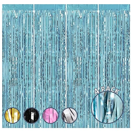 Yugada 4 Stück blauer Lametta Fransenvorhang Partydekoration