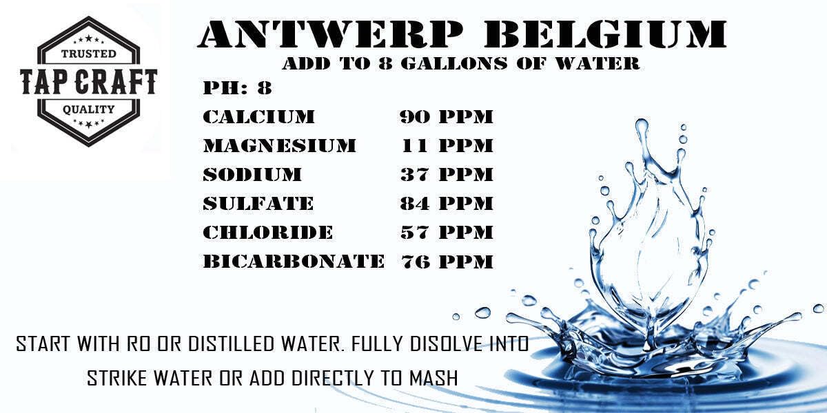 TAPCRAFT - Water Conditioning Packets for Homebrewing - Specific Regions and Styles (Antwerp Belgium) - Brew Your Own Beer at Home - The Perfect Water for Your Beer Mash