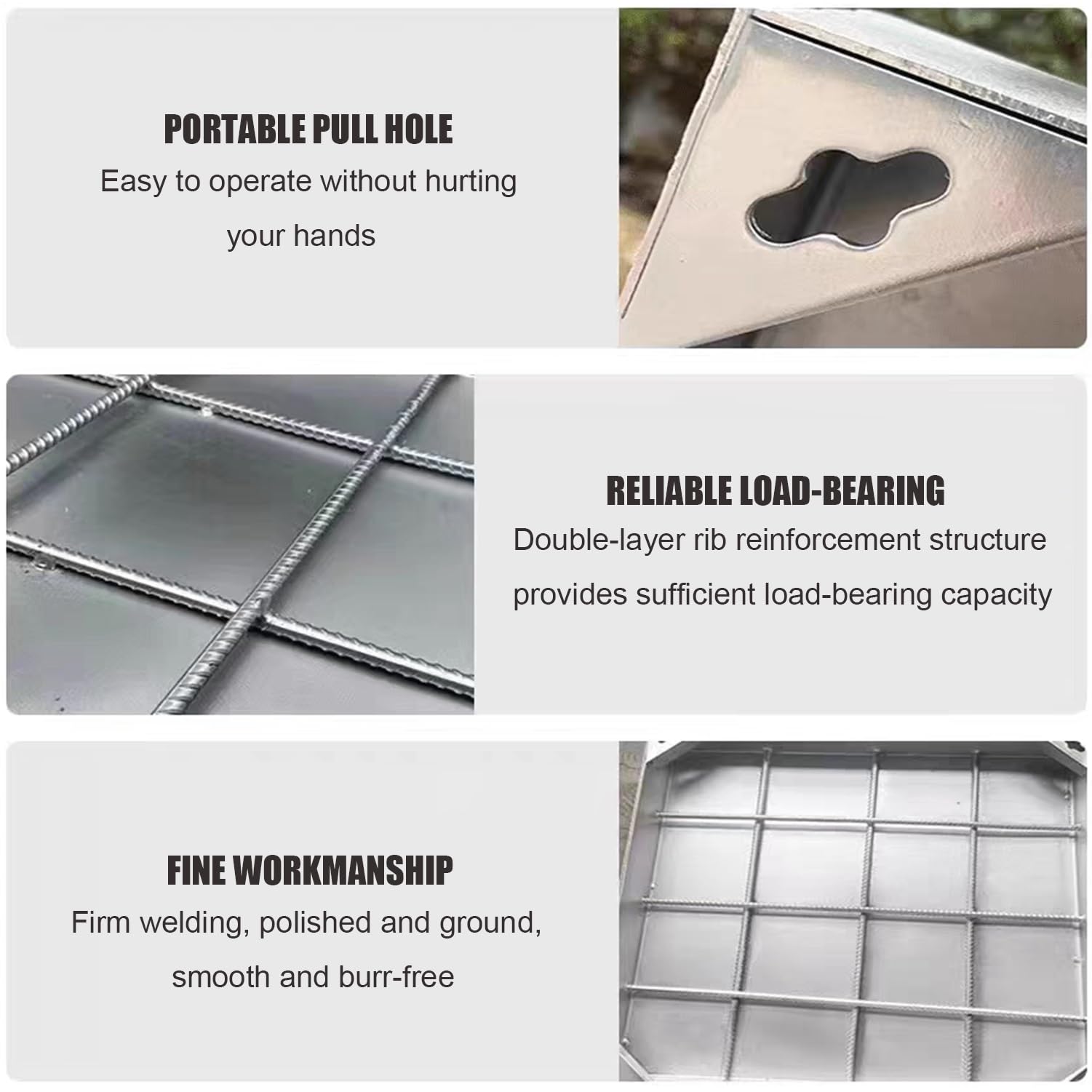 Coperchio Quadrato per pozzetto in Acciaio Inox, Impermeabile, con Base per ispezione di scarichi pluviali e Fosse settiche per Serbatoi interrati.