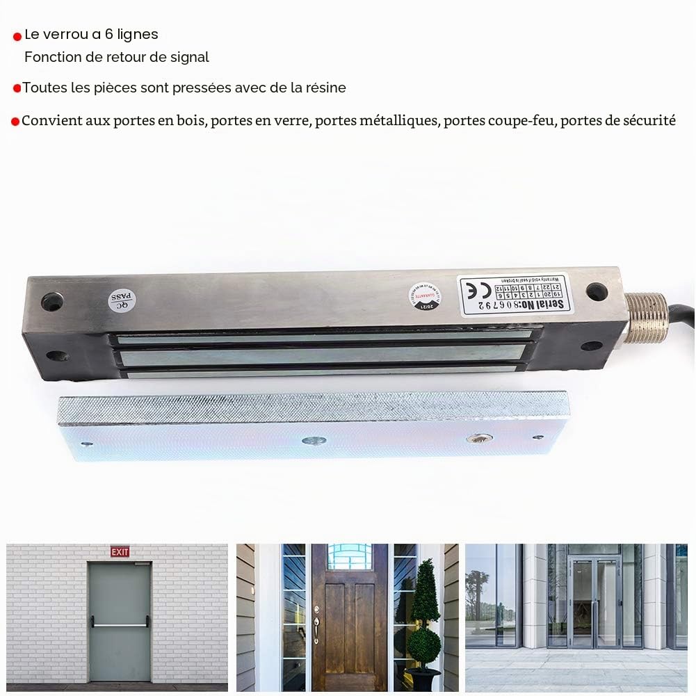 Sonew 280kg DC12/24v Électrique Serrure de Porte Électromagnétique Magnétique, Serrure Magnétique Électrique Imperméable D'acier Inoxydable pour Des Portes En Bois, Portes En Verre, Portes en Métal