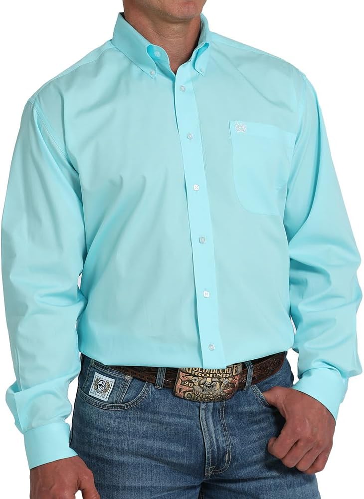 Cinch Men's Turquoise Long Sleeve Button Shirt - Image 3