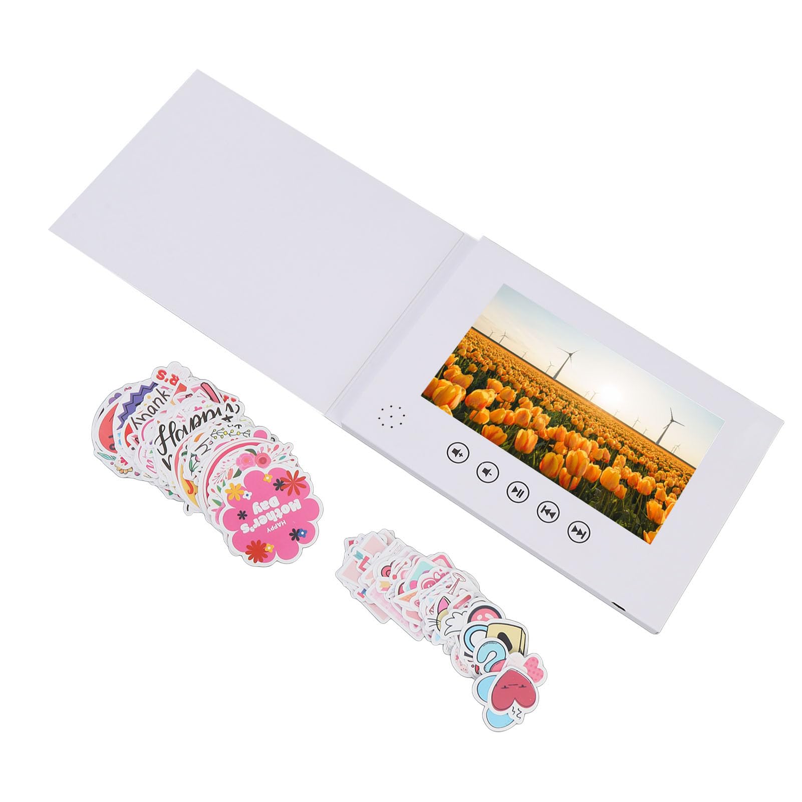 Sxhlseller Tarjeta de Felicitación con Vídeo de 7 Pulgadas, Folleto Digital LCD HD para Marketing |Reproductor Electrónico A5, Regalo Personalizado Recargable para el Negocio de Navidad