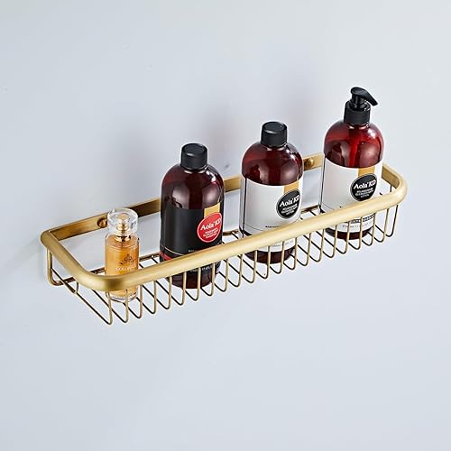 Miniatura 3 de Estante de baño de latón antiguo organizador de ducha Caddy montado en la pared cesta de champú