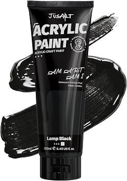Black Acrylic Paint, 8.45oz/250ml Large Tube, Heavy Body