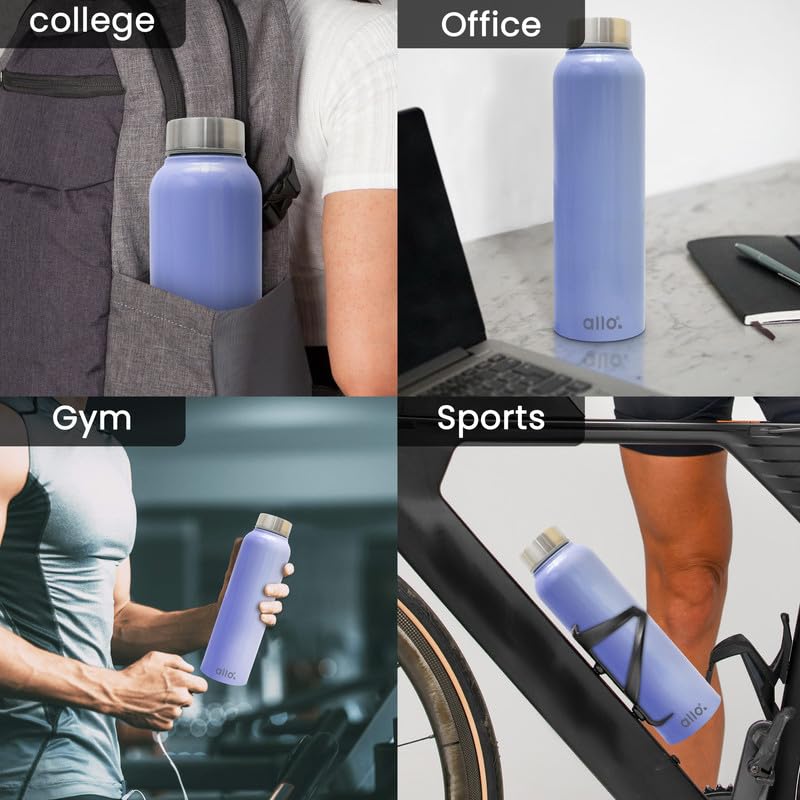 Image of Allo Stainless Steel Water Bottle For Adults, Kids 950ml Water Bottles For School, Office, Sports, Gym 950ml Water Bottle For Men And Women, Pack Of 2| Leak Proof, Bpa Free, Olive Green, Lavender