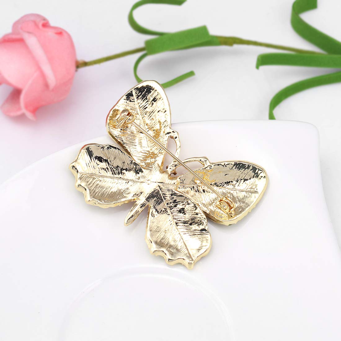 6pcs Multicolor Rhinestone Butterfly Brooch Pin Set For Women – Sparkling Crystal Alloy Pins For Jackets, Bags, Scarves