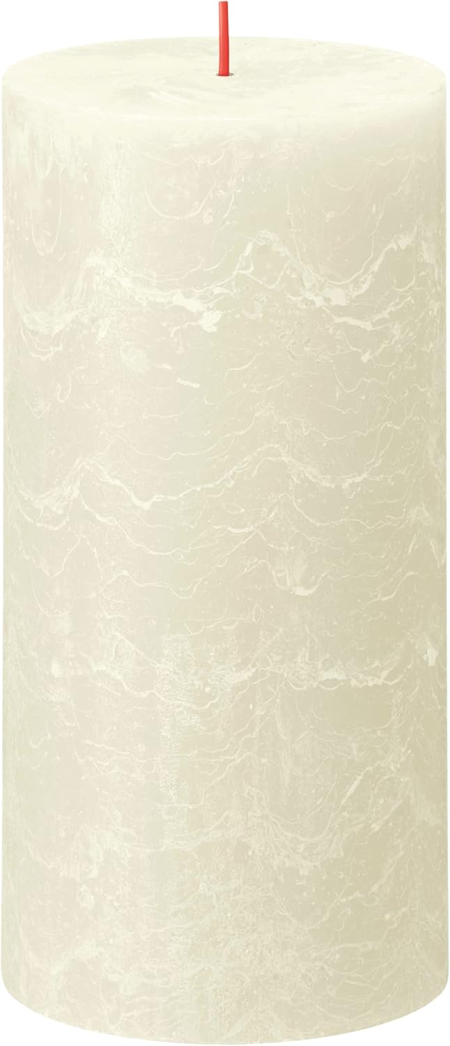 Bolsius Rustic Pillar Candle XXL - Ivory - Set of 4 - Long Burning Time 125 Hours - Unscented - Includes Natural Vegan Wax - Without Palm Oil - 20 x 10 cm