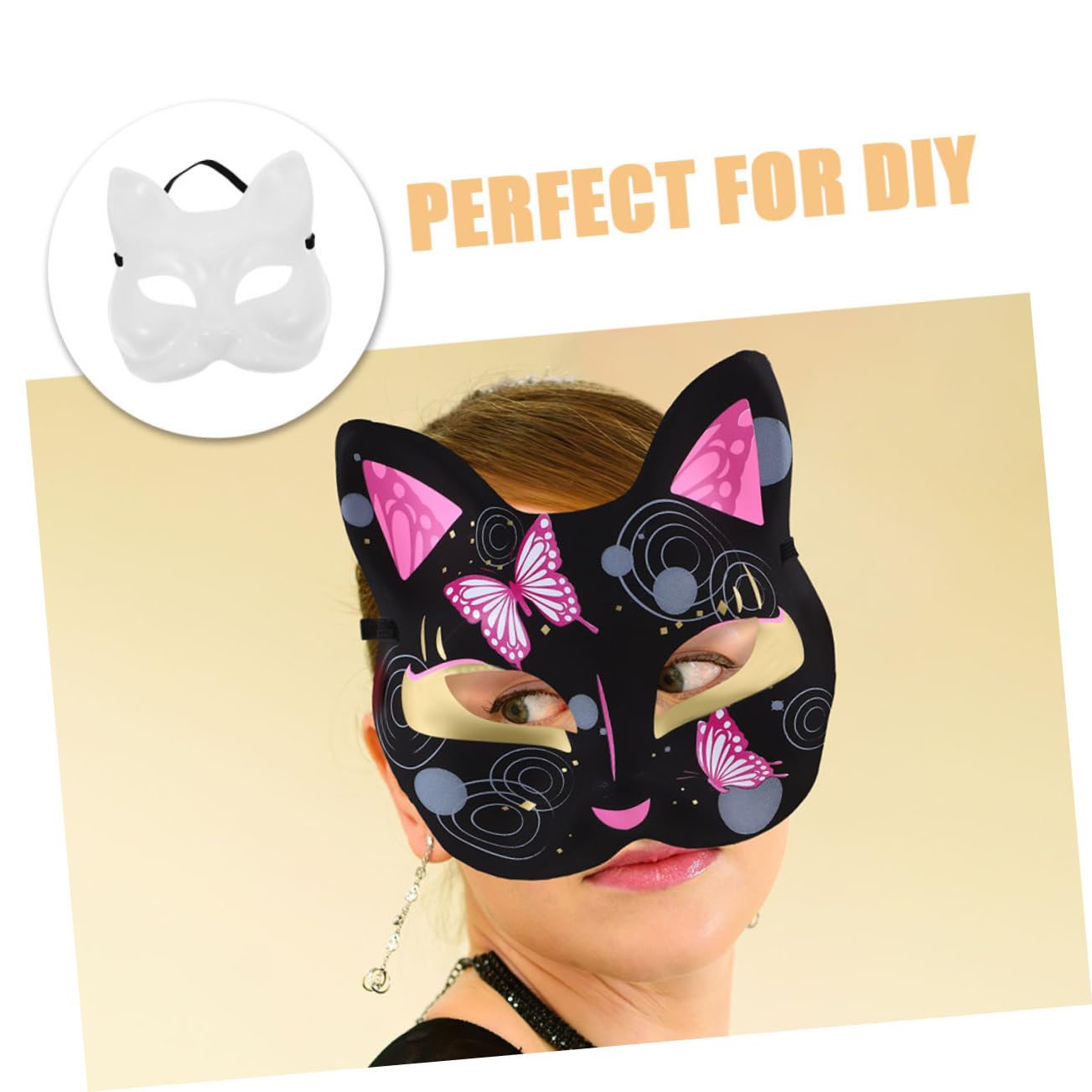 GALPADA Maschera Maschere Artigianali Bianche Mascherine Di Carta Fai Da Te Maschere Vuote Verniciabili Di Gatto Vuote Per Gatti Da Dipingere Plastica Bianca