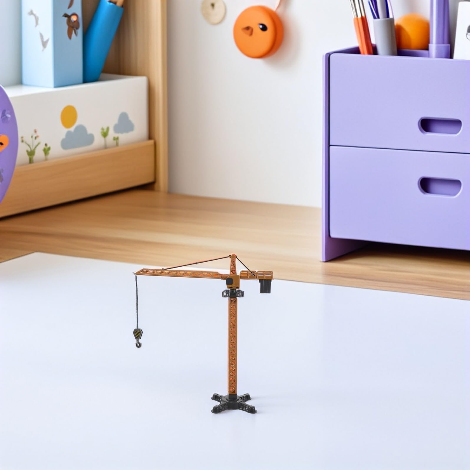Gru a Torre Giocattolo in Plastica 41 Cm Sollevamento Manuale, Veicolo da Costruzione Educativo, Gioco per Sviluppo Abilità Motorie e Creatività