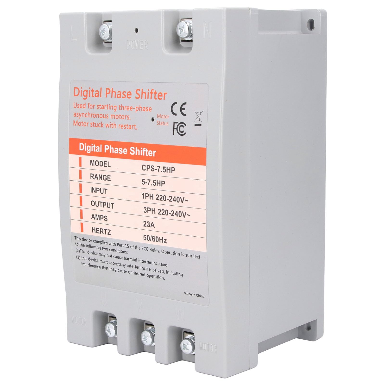 Convertisseur de phase numérique 7,5 CV monophasé en triphasé 220V 240V