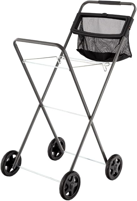 Hills Laundry Trolley | Extra Tall Premium Laundry Trolley on Wheels With Mesh Peg Basket | Collapsable, Raised Height - 98 Centimeters - Woodland Grey