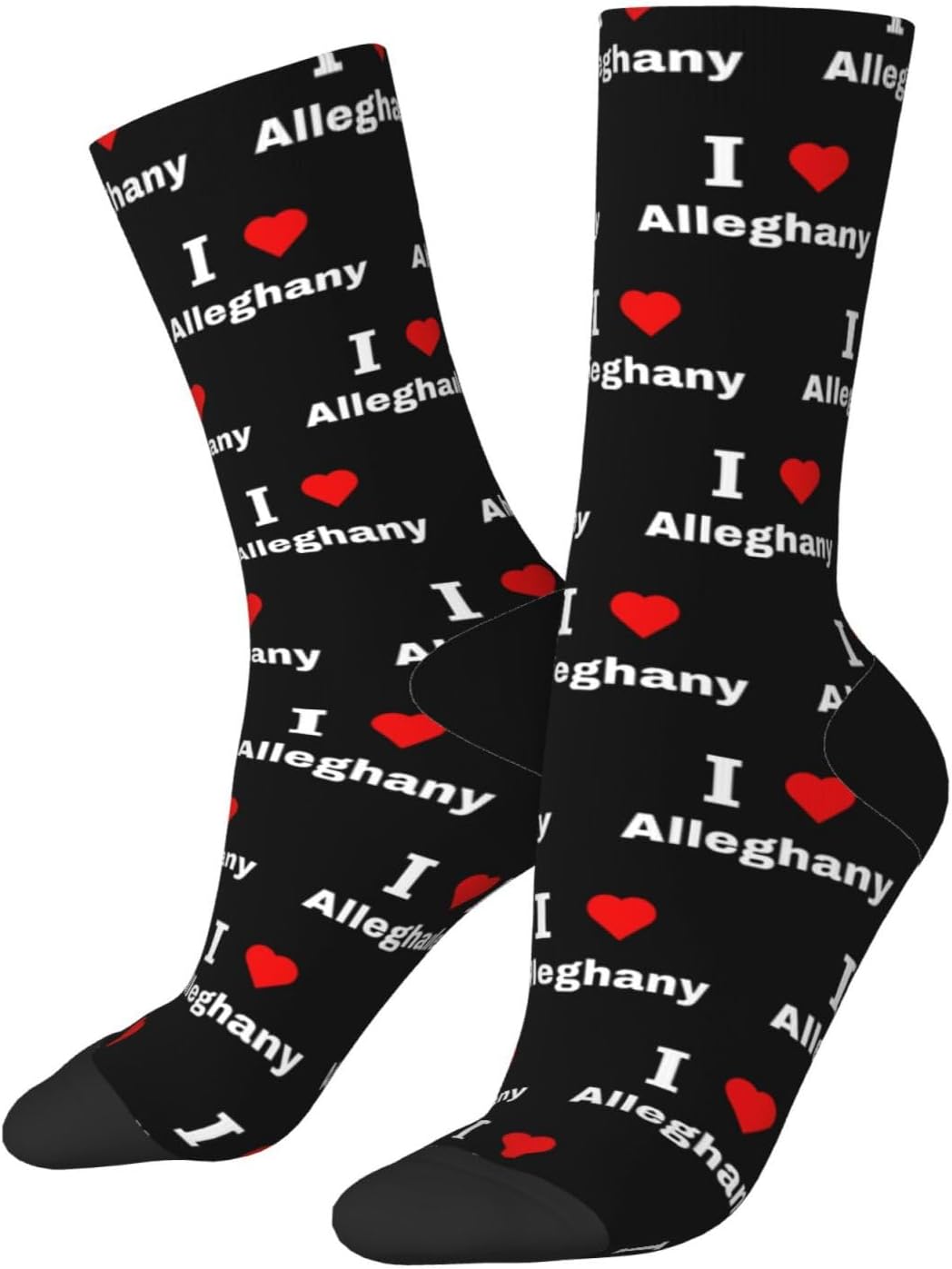 I Love Alleghany Socks For Men Women Sport Crew Athletic Running Wicking Socks